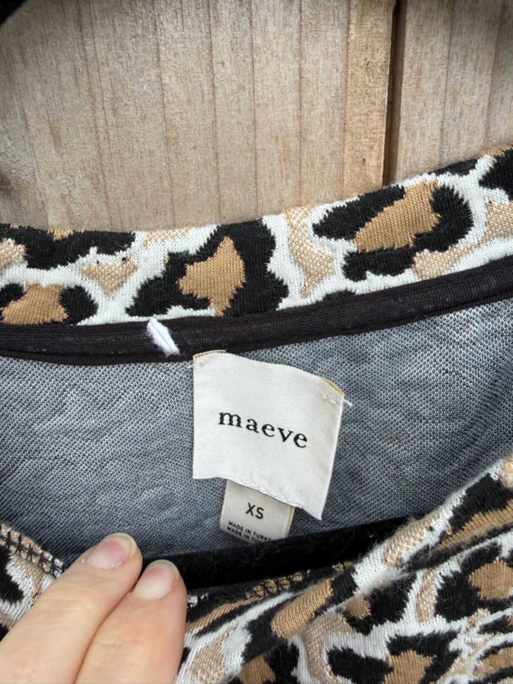 Maeve Anthropologie Leopard-Print Short Sleeve Knit Boxy Tee Top in Beige Black - Picture 3 of 6